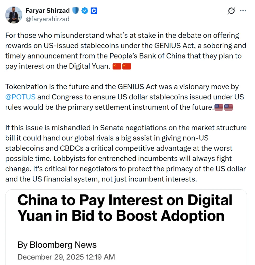 Coinbase Warns Stablecoin Rules Could Hand China an Edge