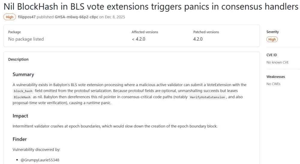 Babylon Code Vulnerability Risks Block Production Slowdown