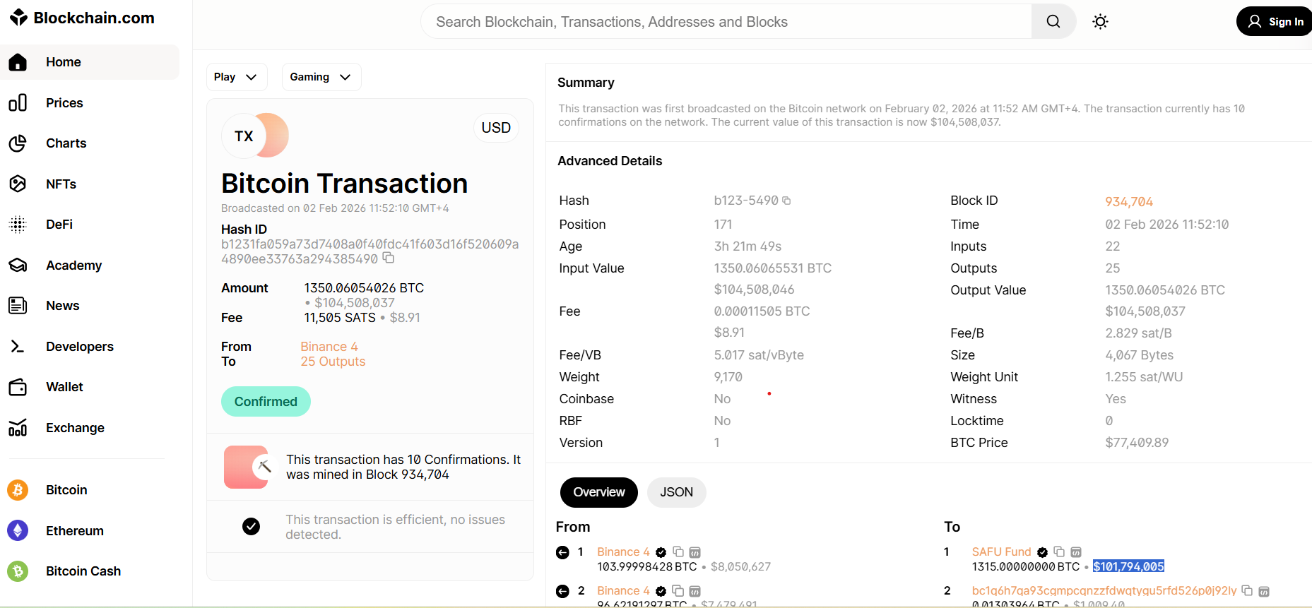 Binance Begins $1B SAFU BTC Conversion With First $100M Buy