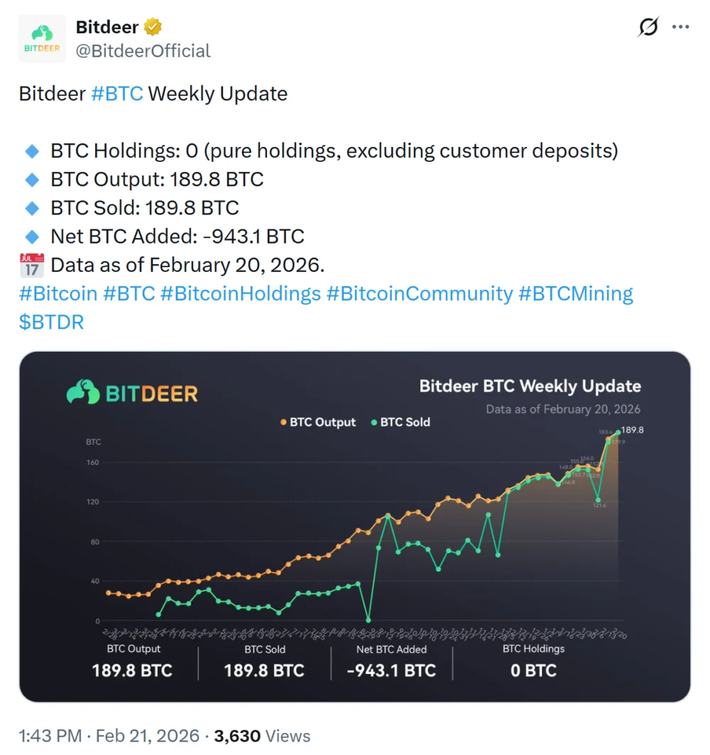 Bitcoin Miner Bitdeer Liquidates Entire BTC Treasury, Holdings Fall to Zero.