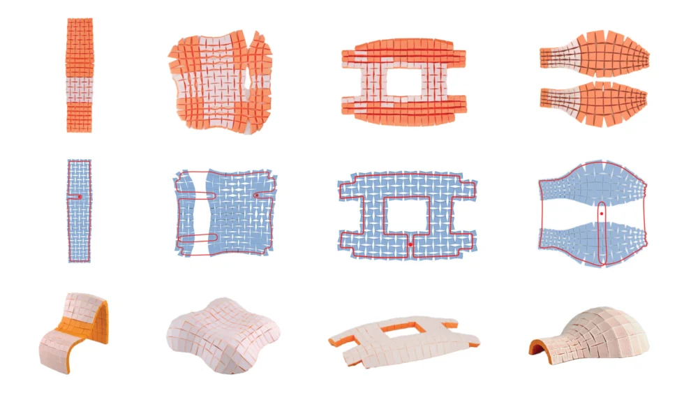 Just pull a string to turn these tile patterns into useful 3D structures