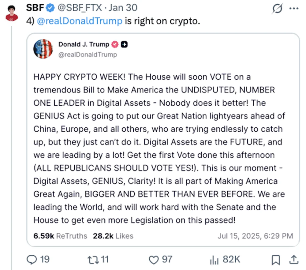 SBF Ramps Up Donald Trump Support After Ellison Release