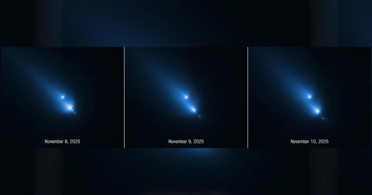 Hubble Catches Rare Cosmic Drama: A Comet’s Spectacular Breakup Unveils Primordial Secrets